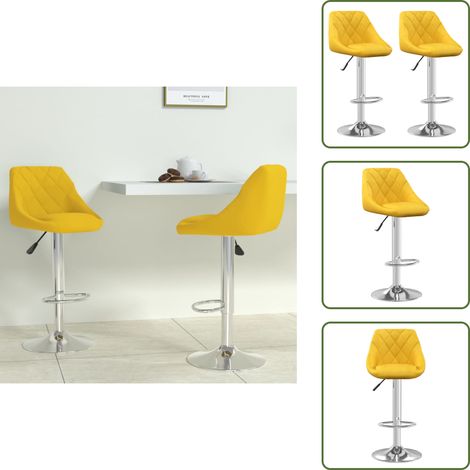 Tabourets de bar lot de 2 jaune moutarde velours - Tabouret De Bar - Chaise De Comptoir - Fauteuil De Bar - Tabourets De Bar - Meubles De Cuisine (1/5)