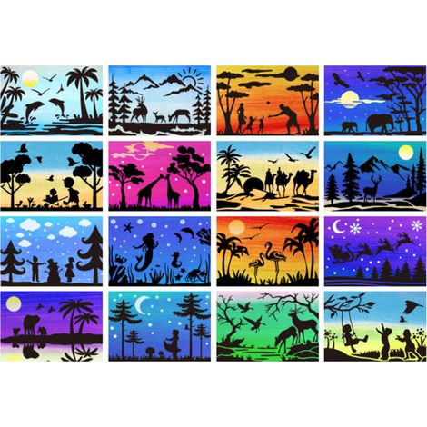 Irovami Pochoirs paysage A4 16 pièces – Montagne/rivière, PP – Idéal pour scrapbooking, cartes (1/5)