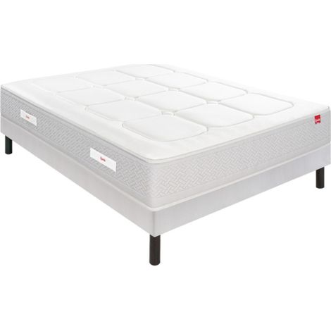 Ensemble Epeda L'INOUBLIABLE + Sommier Confort Medium + Pieds 160x200 Gris souris Ressorts