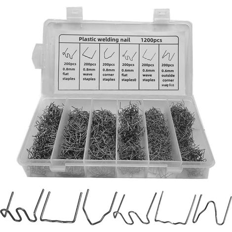 1200 pièces agrafes chaudes en acier inoxydable, accessoires de soudage de 0,8 mm / 0,6 mm, ensemble de réparation de pare-chocs (1/5)