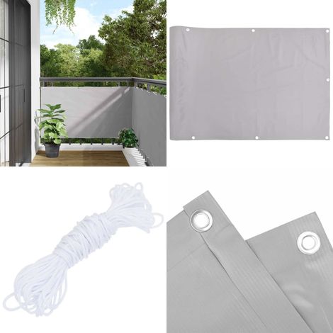 Écran d'intimité de balcon gris 500x120 cm PVC - Brise Vue Balcon - Ecran D'intimité - Cloture Pvc - Protection Solaire - Décoration Exterieur - Home & Living