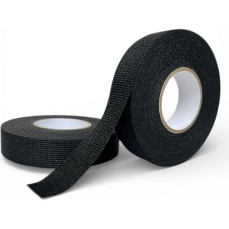2 Rotoli Nastro Tessuto Cablaggi Auto Antirumore 19mm x 15m Isolante Nero 176272