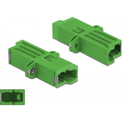 Delock Acoplador de fibra Ã³ptica E2000 Simplex hembra a Simplex hembra Monomodo verde