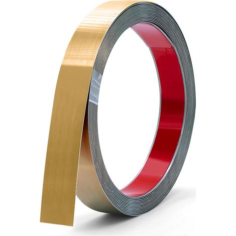Bande Décorative Acier Inoxydable - 1 Rouleau - Doré - Adhésif Miroir 8K - Pour Murs Et Cadres - 6M x 20MM (1/5)