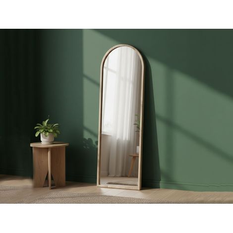 Dmora - Specchio Artus, Specchiera, Articolo d'arredo a muro, Decorazione con specchio, 50x2h160 cm, Noce (1/5)