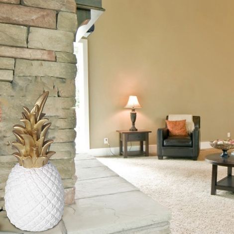 Décoration Pineapple Résine Artificielle Gold Blanc, Ornement Maison Bureau Nordique Pied Pad, Modèle Moyen 20cm (1/5)