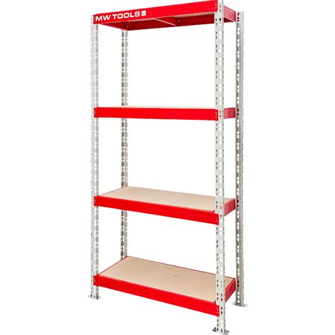 Mw Tools – Rayonnage de stockage professionnel 100x200x40 cm – Acier peint – Capacité 2400 kg – 4 étagères réglables – RA600 (1/5)
