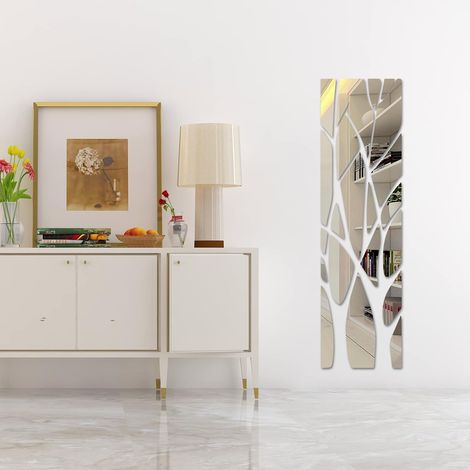 Stickers muraux miroir en acrylique motif arbre 3D, autocollants repositionnables en forme de branches Stickers muraux miroir incassables, amovibles sans résidus et résistants à l'eau (1/5)