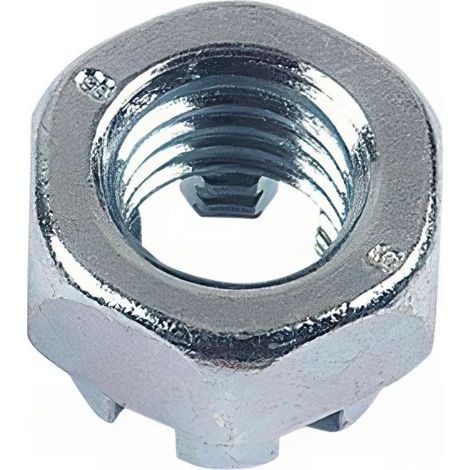 Ecrou hexagonal à créneau dégagé M14 mm Zingué - Boite de 50 pcs - Fixtout EHK1402B