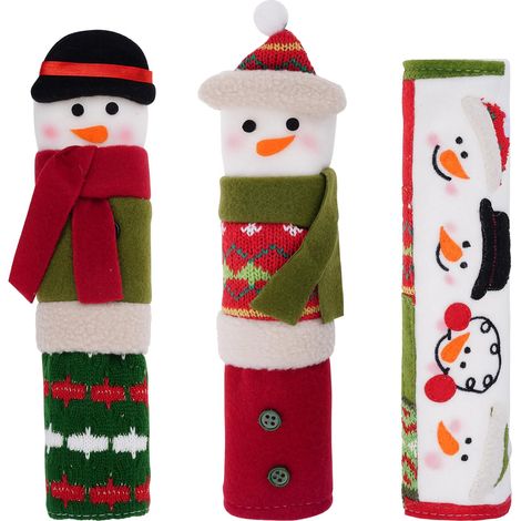 Lot de 2 Ornements de Noël en Métal, Père Noël, Bonhomme de Neige, Chaussette et Traîneau, pour Décoration de Sapin et Fêtes de Fin d'Année, Maison et Extérieur (1/4)