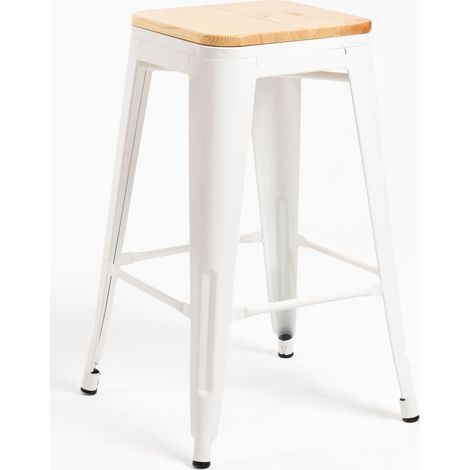 Taburetes Bajos - Taburete Torix Bajo Madera Natural - Blanco (1/5)
