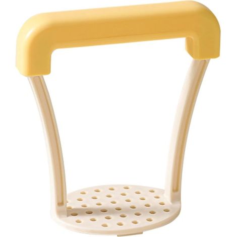 Machacador de patatas - Utensilio de cocina para hacer puré suave - Rejilla de panal - 13 cm - Amarillo (1/5)