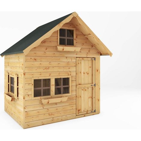 Double Storey Swiss Cottage Playhouse - Timber - L183.8 x W233.7 x H243.5 cm - Brown