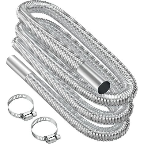 Auspuffrohr, 300 cm langes, tragbares, flexibles Edelstahl-Auspuffrohr mit 2 Edelstahlklemmen, Auto-Auspuffrohr (25 mm) für Dieselheizung