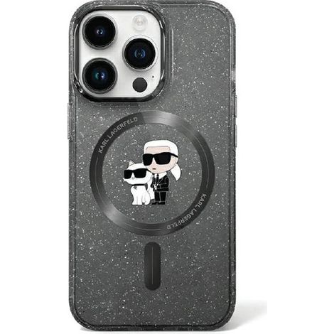 Funda rígida negra Karl Lagerfeld KLHMN61HGKCNOK para iPhone 11/Xr 6.1 / negra Karl&Choupette Glitter MagSafe