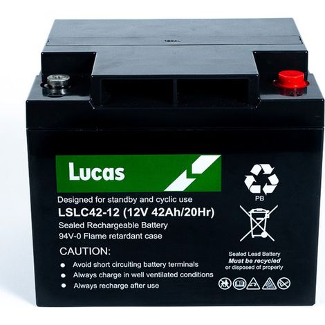 Batterie Plomb Etanche Stationnaire et Cyclage Lucas VRLA AGM LSLC42-12 12V 42Ah.