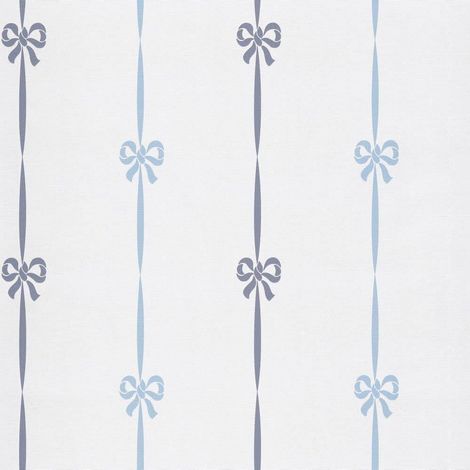 Jack N' Rose Blue White Bow Print Glitter Effect Paste The Wall Vinyl Wallpaper (1/4)