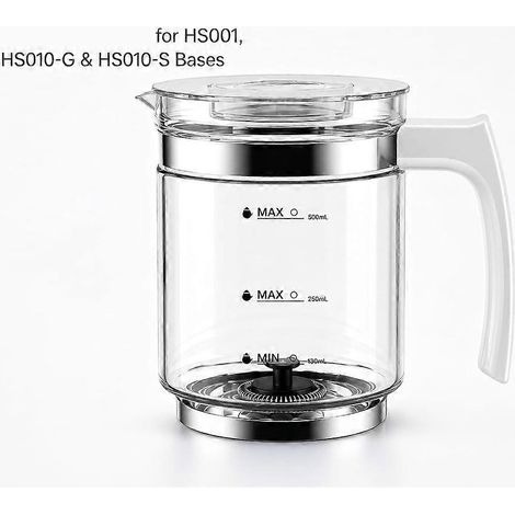 Accessoires en verre pour mousseurs à lait des séries HS001, HS010-G et HS010-S tasses en verre de haute qualité pour mousseurs à lait. (1/4)
