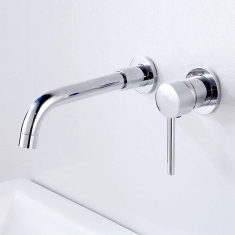 Robinet de salle de bain mural, robinet de lavabo mural en laiton, robinet de lavabo à poignée unique, robinets de lavabo, bec pivotant à 360 degrés (1/5)