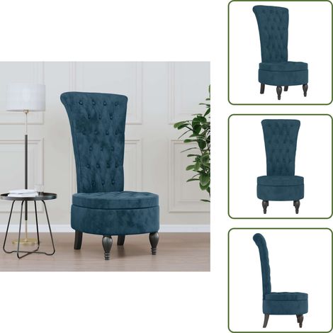 Chaise de bureau - vidaXL Chaise à dossier haut bleu velours conception de bouton - Chaise de salon (1/5)