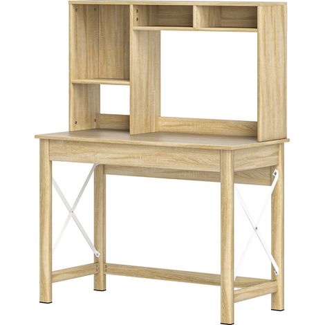 Bureau bibliothèque 2 en 1 - 3 niches - panneaux particules métal (1/5)