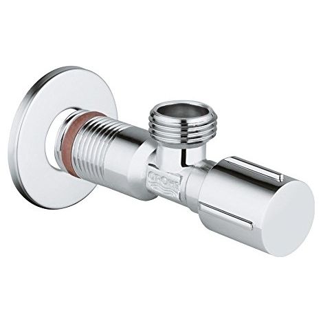 Grohe – Robinet équerre d'arrêt en laiton chromé 1/2' – Raccord mural 1/2' – Système d'étanchéité automatique – Poignée ergonomique en métal