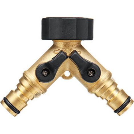 2 Voies Y Forme Tuyau Separateur De Tuyau Adaptateur D'Irrigation Connecteur Pour Tuyau D'Arrosage En Laiton Rapide Connecteur Grip Robinet (1/4)