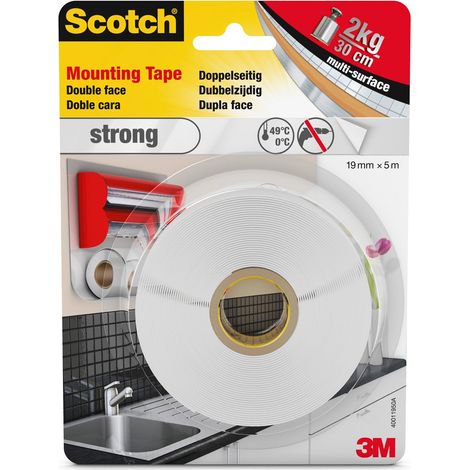 Doppelseitiges Montageklebeband für den Innenbereich, 19 mm x 5 m, max. 7 kg (1/4)