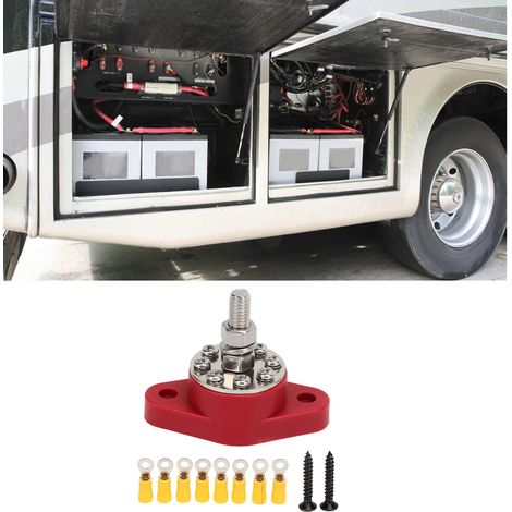 Bloc de bornes 180A 8+1 DC48V goujon rouge sans capuchon 3/8" (M10) avec 8 bornes (AOA6213RT-M10-Z) (1/5)