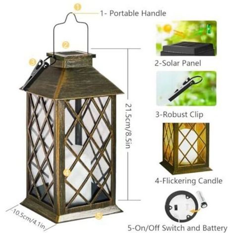 Lanterne solaire extérieure - Bougie vacillante Étanche IP44 - Jardin et terrasse - Bronze 2 pièces (1/5)