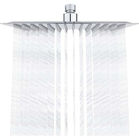 Pommeau de douche en acier inoxydable   douche à économie d’eau, pommeau de douche carré de 25 cm, pommeau de douche à effet pluie universel, filetage 1/2 pouce, rotatif à 360°, inclinable à 30°, faci (1/4)