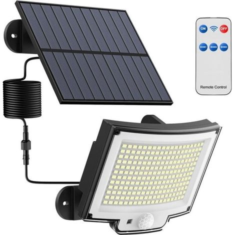 Lampe Solaire Extérieur avec Détecteur de Mouvement[228LED/3Modes]Lumière Solaire Extérieure avec Télécommande, Étanchéité IP65 LED (1/5)