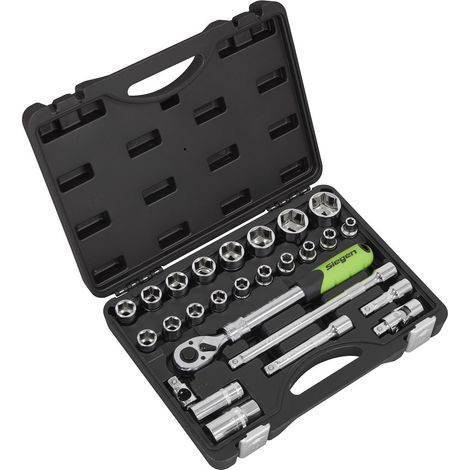 Sealey S01288 Siegen Extendable Ratchet Socket Set 1/2"Sq Drive 26pc