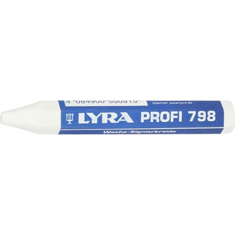 Boite 12 Craies Grasses Blanches LYRA 798 a Base de Cire - Hexagonale D.12mm L95mm - Marquage Metal Beton Bois Pierre (1/4)