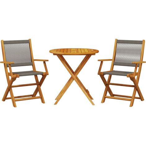 Maison Exclusive - Set da Bistrot 3pz Grigio in Polipropilene e Legno Massello