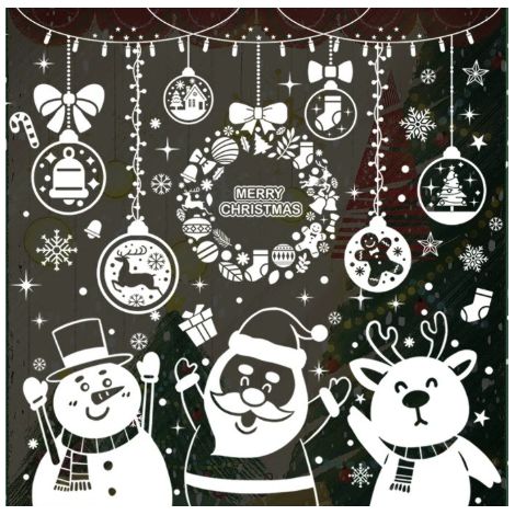 Sticker Fenetre Noel - Membrane PVC Electrostatique - Pour Decoration Interieure Fenetres et Miroirs - Lot de 4 Pieces 40 x 70 cm (1/5)