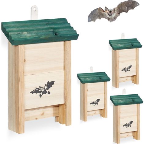 Bat Box, legno non trattato, set da 4