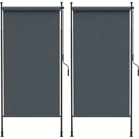 2er-Set  senkrechtmarkise 200 x 292 cm vertikal einziehbar mit verstellbarem Sonnenschutz aus Aluminium grau für Terrasse & Balkon