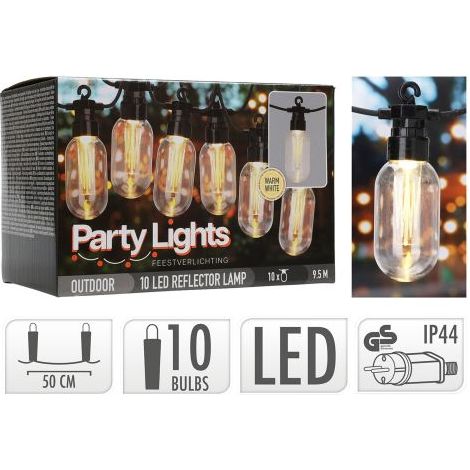 Decorazione luminosa progarden edison 10 LED bianco caldo 9,5 m