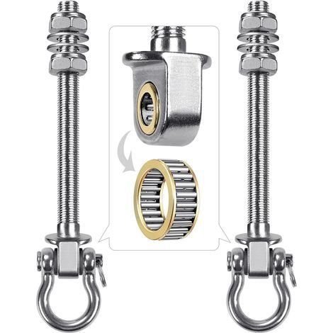 4pcs Hanger Swing avec roulement, 175mm crochet de hamac lourd M10 suspension chaise vis boulon pivotant poutre de plafond support, 1500lbs (1/5)