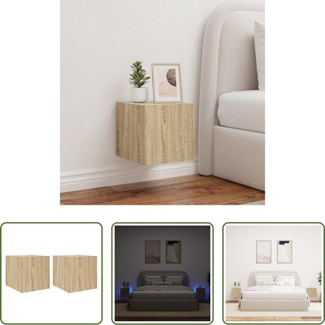 LED-Leuchten - TV-Wandschränke mit LED-Leuchten 2 Stk. Sonoma-Eiche (1/5)