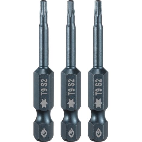 3 Pièce Embout de Tournevis Torx Magnétique, T9 1/4" Hex Tige Longueur 50mm Embout de Vissage Long Hexagonal en Acier S2 avec Trou pour Retirer les Vis de Fixation Outils (1/5)