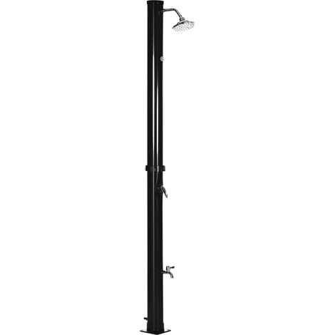 20-Liter-Solardusche mit unterem Wasserhahn und einstellbarer Temperatur, Zinklegierung, 15,5 x 15,5 x 222 cm, Schwarz