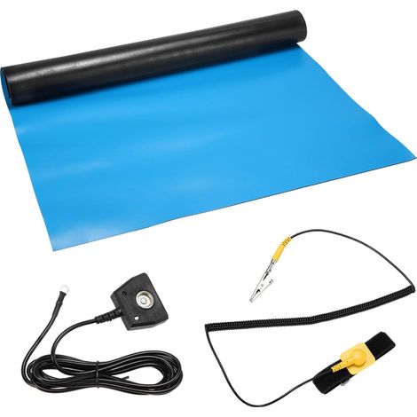 Kit De Tapis Anti-Statique Avec Bracelet ESD 24"x36" Et Fil De Mise À La Terre, Tapis De Soudure ESD En PVC Pour Réparation D'Électronique De Téléphone Et Ordinateur (1/5)