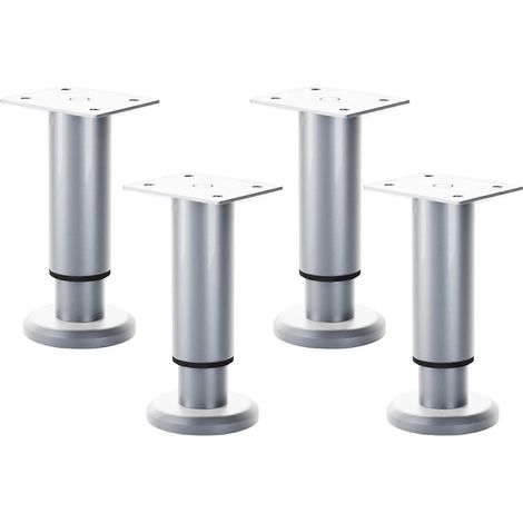 Quatre pieds de support ronds en métal réglables pour meubles de cuisine, adaptés aux armoires, canapés et autres meubles, de 25 à 42 cm de diamètre. (1/5)