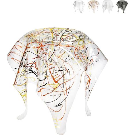Tavolino alto rotondo di design in plexiglass trasparente Drappeggi - Trasparente Multicolor (1/5)