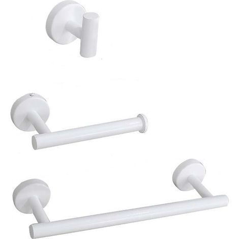 Toallero, soporte para papel higiénico, gancho para toalla, accesorios de baño 3 en 1, blanco (1/5)