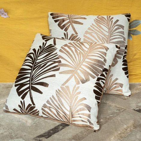 Fodere decorative per cuscini in lino naturale – Set di 2 federe 45x45 cm senza imbottitura per divano, letto o auto