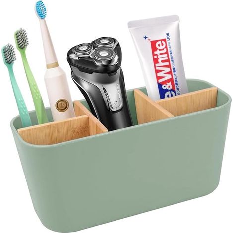 Zahnbürstenhalter mit 5 Fächern Abnehmbares Design & Kinderfreundlich Multifunktionaler Badezimmer Organizer (Grün) (1/5)