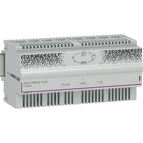 Legrand – Coffret de communication Triple Play Gigabit modulaire – Distribution ADSL/Fibre sur 8 prises RJ45 – 8 modules DIN – IP20 IK04